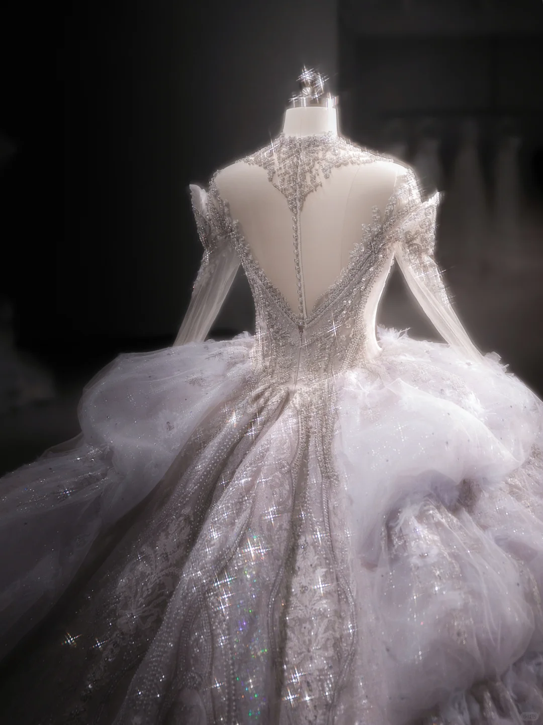 Luxurious Ball Gown Off The Shoulder Tulle Lace Sequin Beaded Long Sleeves Long Wedding Dresses
