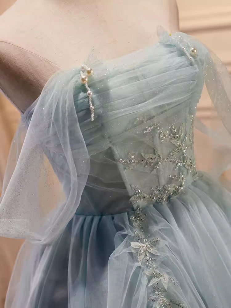 Elegant Ball Gown Off The Shoulder Tulle Party Dress Lace Homecoming Dresses - View 4 | VelvetHem