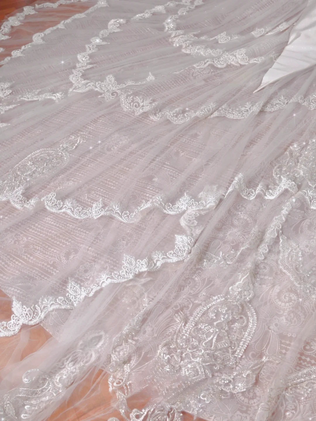 Timeless Ball Gown Off The Shoulder Satin Tulle Lace Sequin Beads Long Wedding Dresses - View 5 | VelvetHem