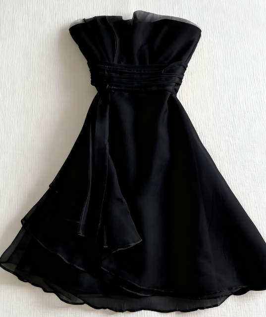 Cute A Line Strapless Satin Chiffon Short Homecoming Dress 18th Birthday Outfits - View 8 | VelvetHem