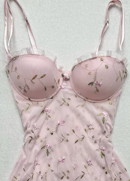 Cute A Line Spaghetti Straps Pink Satin Chiffon Applique Short Homecoming Dress 16th Birthday Outfits - View 2 | VelvetHem