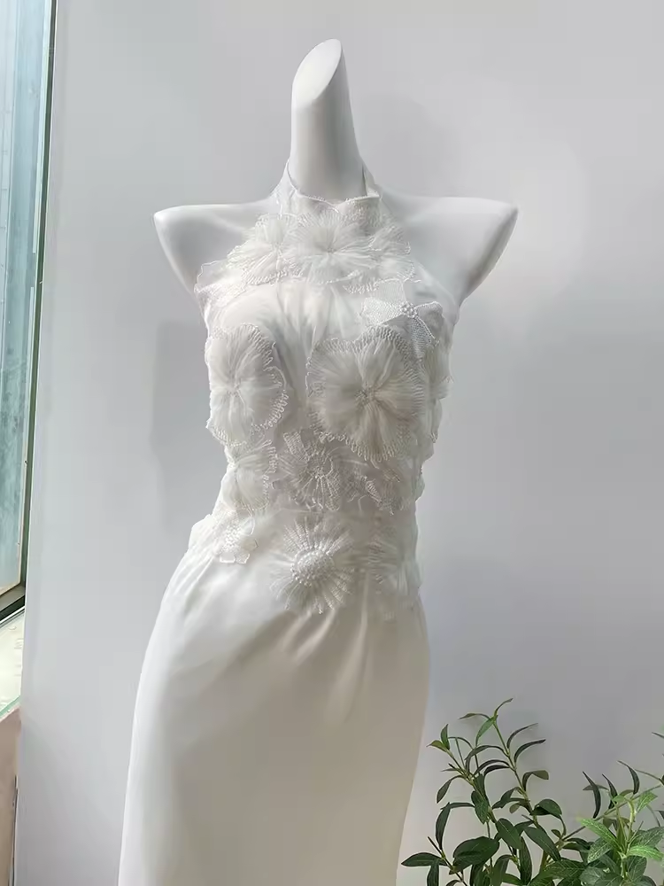 Simple Sheath High Neckline Lace Birthday Dress White Homecoming Dresses - View 2 | VelvetHem