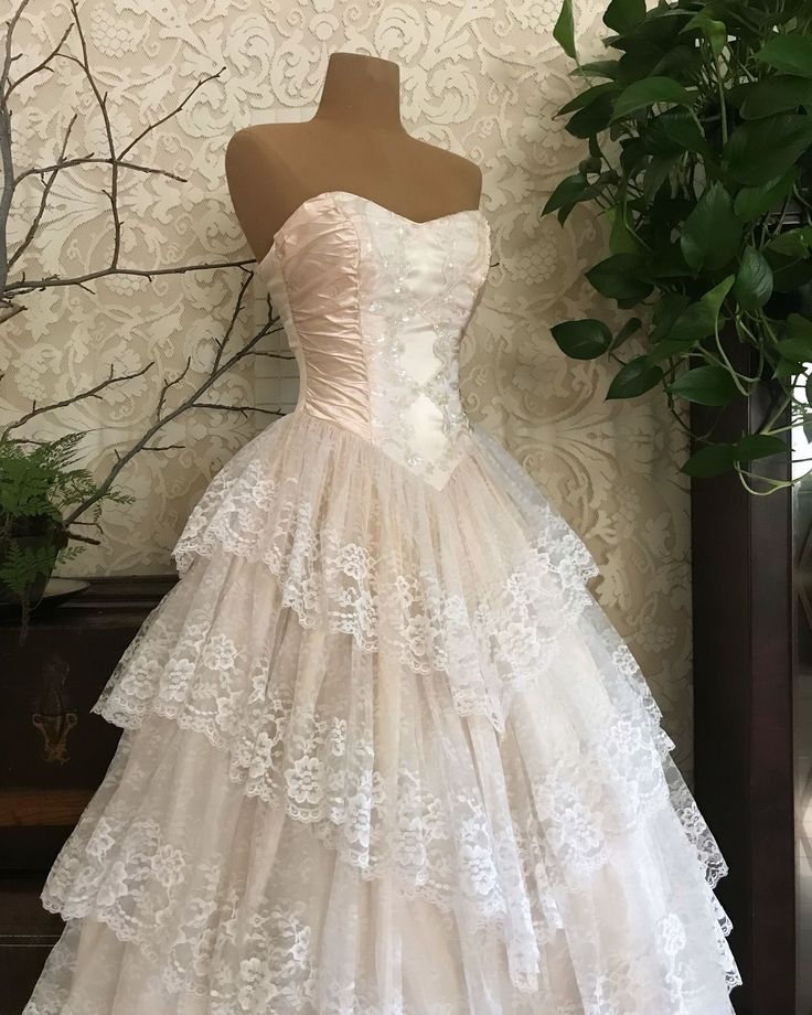 Classy Ball Gown Strapless Satin Lace Tiered Long Prom Dresses Formal Dress - View 3 | VelvetHem