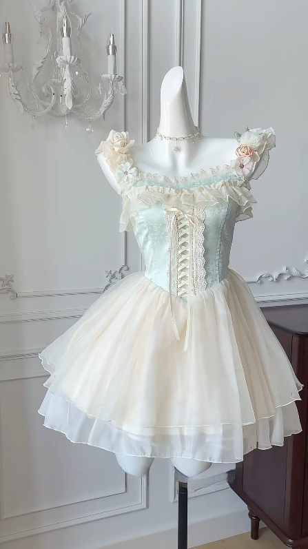 Cute A Line Square Satin Chiffon Flowers Short Homecoming Dress 16th Birthday Outfits - View 4 | VelvetHem