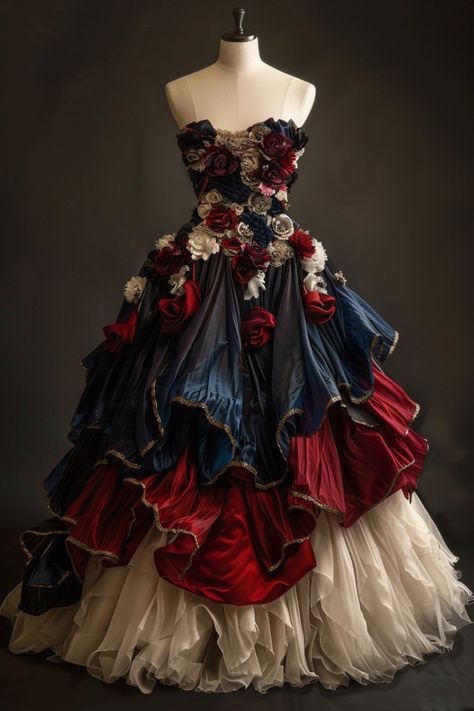 Absolutely Beautiful Ball Gown Strapless Satin Tulle Flowers Long Prom Dress,Formal Dress - View 2 | VelvetHem