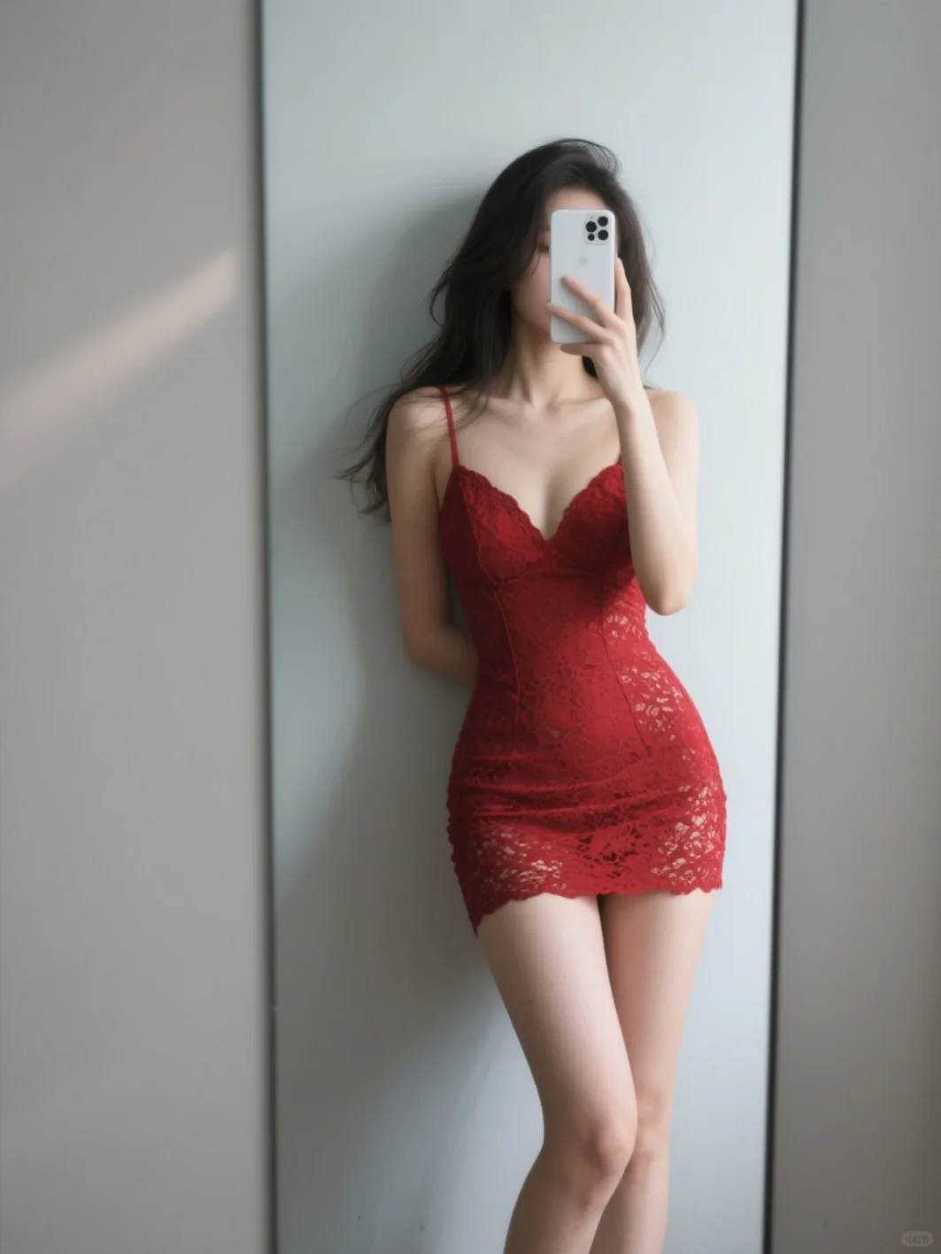 Sexy Mermaid Spaghetti Straps Burgundy Lace Short Homecoming Dress 21th Birthday Outfits - View 2 | VelvetHem
