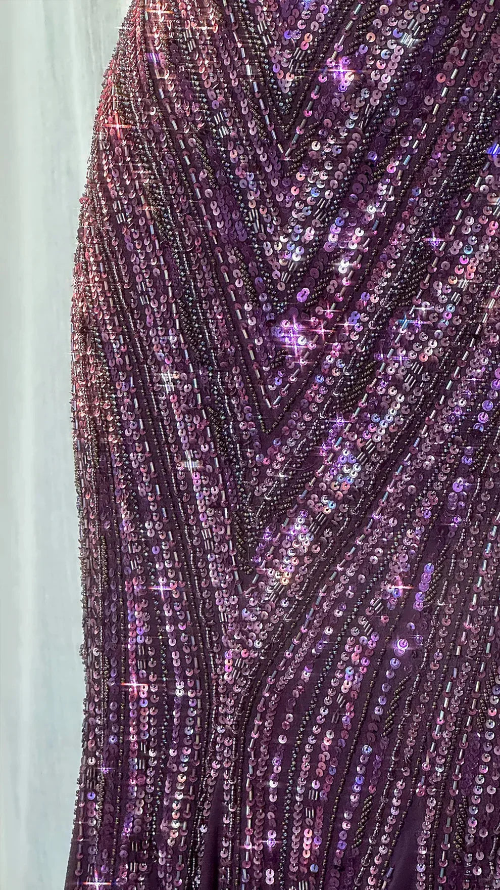 Grape Mermaid Spaghetti Straps Chiffon Sequin Long Prom Dress, Evening Dress