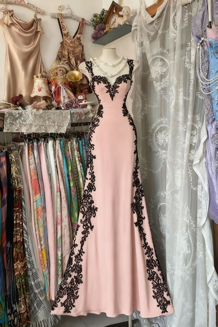 Pretty Mermaid Sweetheart Satin Lace Long Prom Dress, Evening Dress - View 4 | VelvetHem