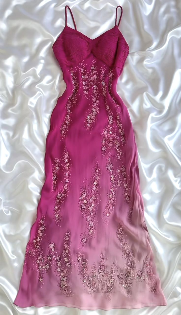 Chic Gradient Mermaid Spaghetti Straps Chiffon Beaded Without Sleeves Long Prom Dress, Evening Dress - View 2 | VelvetHem