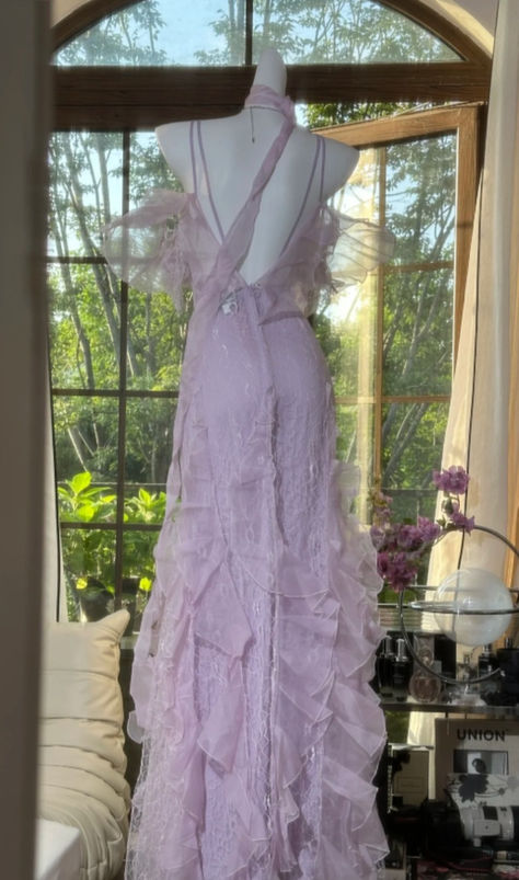 Charming Mermaid Spaghetti Straps Satin Ruffle Tulle Without Sleeves Long Prom Dress, Evening Dress - View 6 | VelvetHem