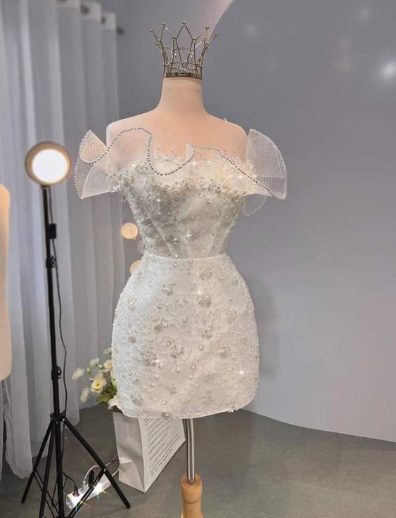 Chic A line Strapless Short Sequin White Homecoming Dress 20th Birthday Outfits