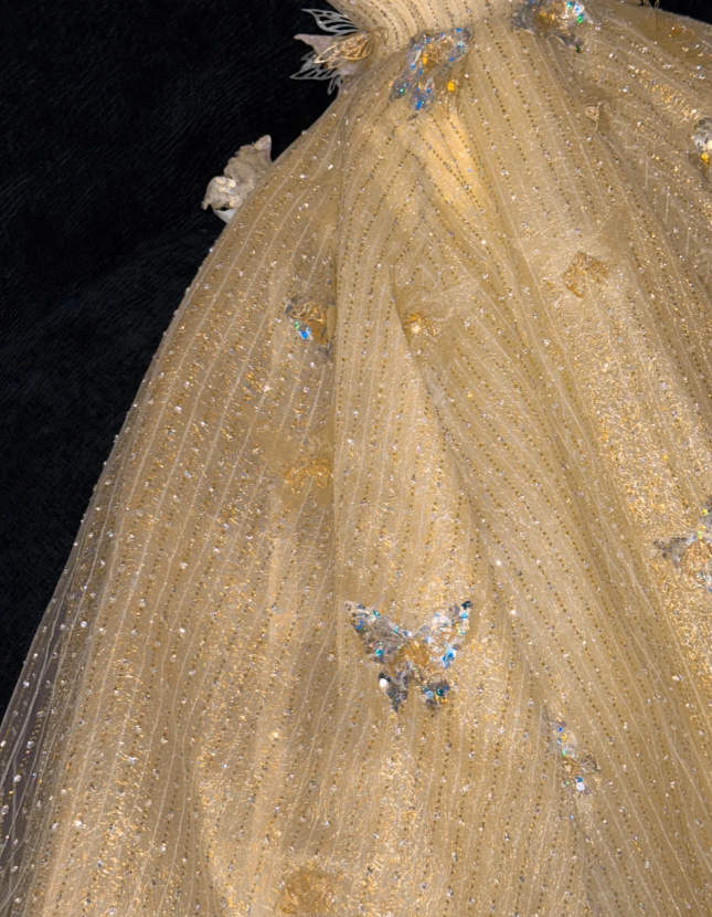 Princess A Line Strapless Tulle Sequin Beaded Without Sleeves Long Prom Dress, Evening Dress - View 7 | VelvetHem