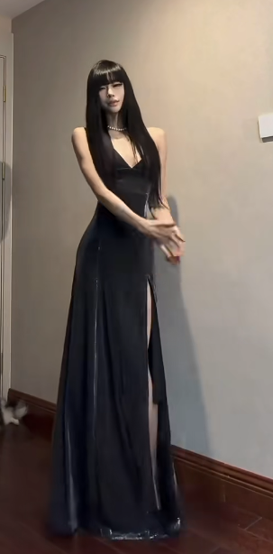 Charming A Line Spaghetti Straps Satin Slit Without Sleeves Long Prom Dress, Evening Dress - View 3 | VelvetHem