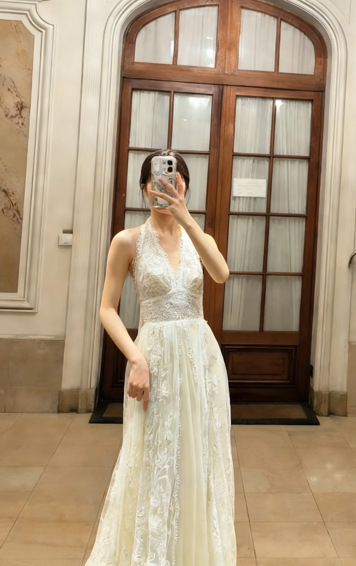 Pretty A Line Halter Tulle Lace Long Prom Dress, Evening Dress