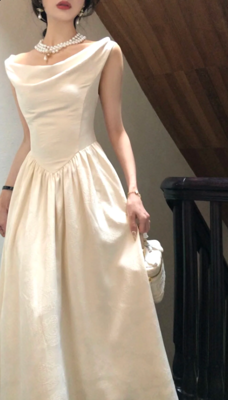 Elegant Sweet A Line Satin Long Prom Dress, Evening Dress - VelvetHem