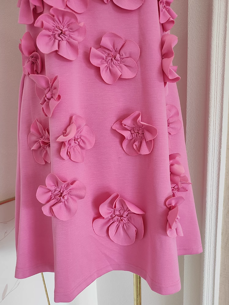 Cute A line High Neckline Pink Satin Short Homecoming Dresses Birthday Outfits - View 5 | VelvetHem