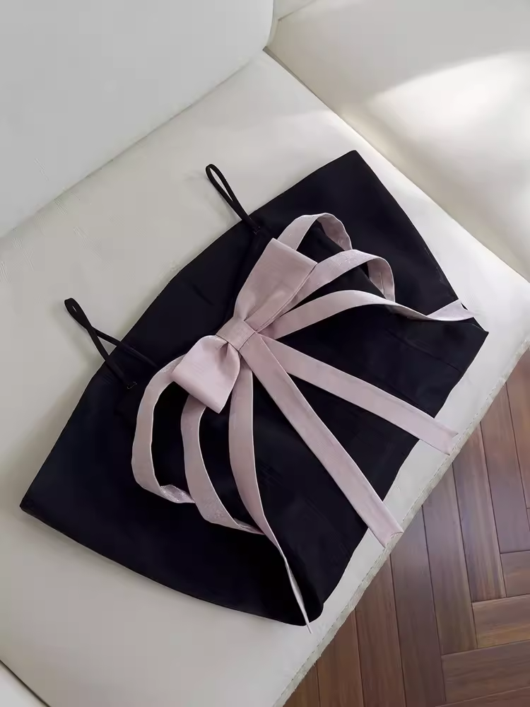 Unique A line Straps Satin Black Homecoming Dress 18th Birthday Outfits - View 2 | VelvetHem