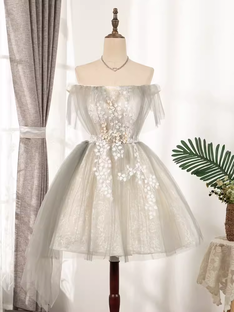 Vintage A line Off The Shoulder Tulle Homecoming Dress 18th Birthday Outfits