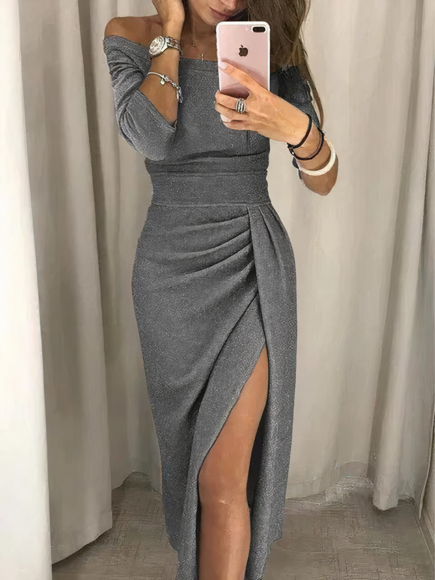 Gloria Statement Shoulder Hugging Pencil Dress Premium Wardrobe Essential