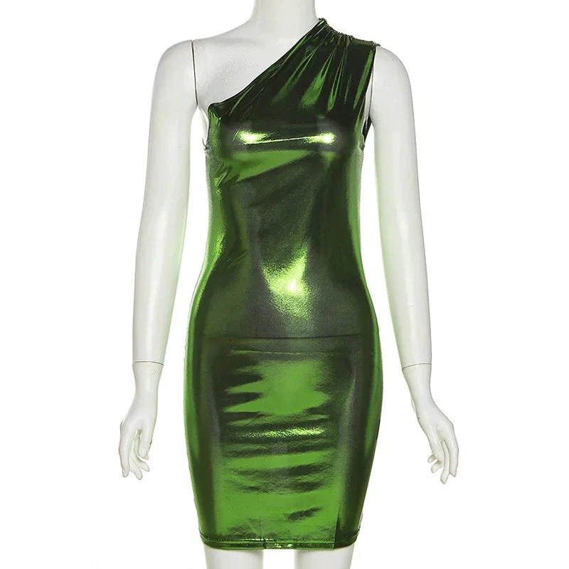 Sexy Dress Women One Shoulder Dress Solid Color Sleeveless Homecoming Dress Y1987 by simplepromdress