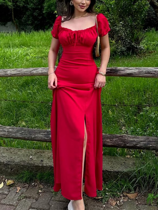 Elegant Red Sweetheart Neck Long Prom Dress Sheath Party Evening Dress - VelvetHem