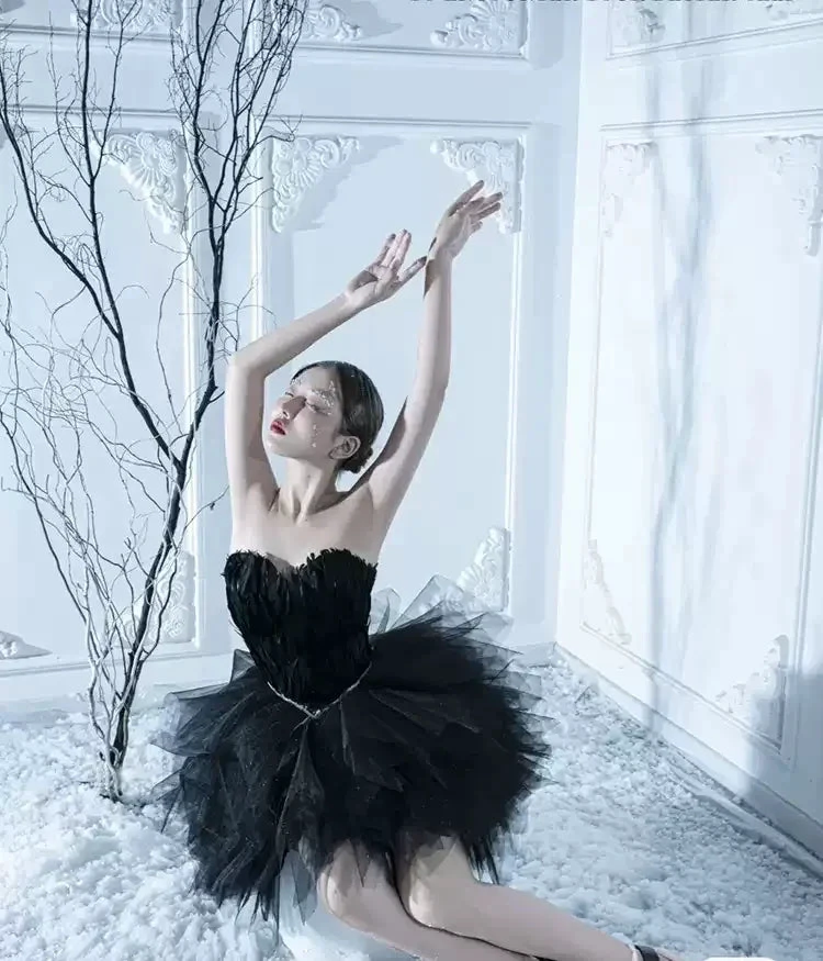 Black Tulle Short Homecoming Dress Strapless Homecoming Dress s38 (ZD12601)