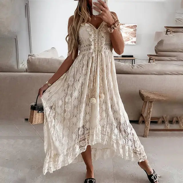 Paz Premium Casual Dress Sleeveless V Neck Designer Edit