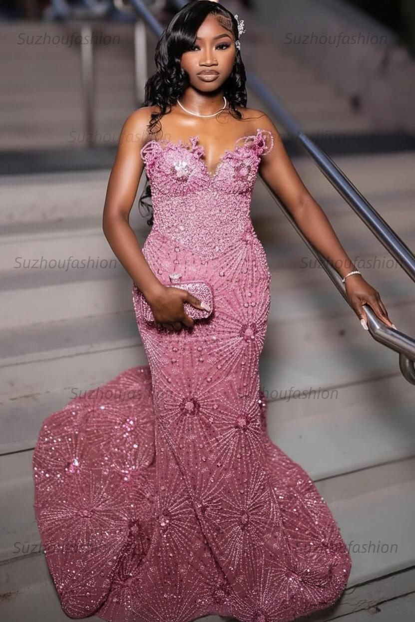 Green Prom Dress Sleeveless Formal Evening Gown with Rhinestones and Beadings