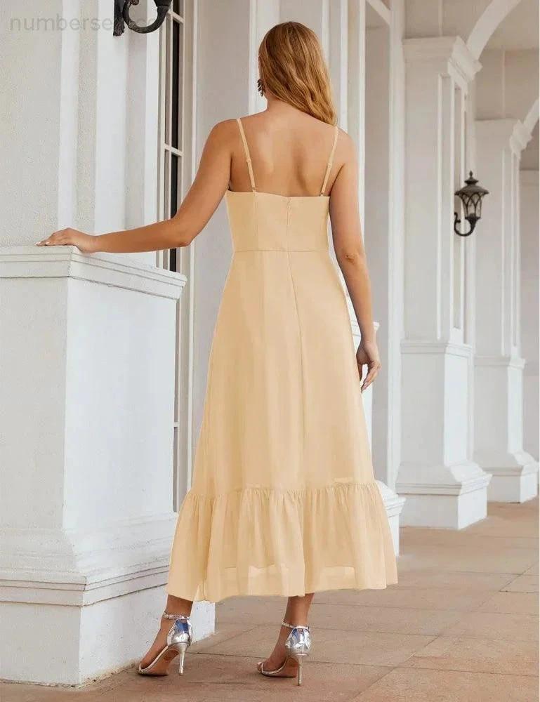 ZapDress  Spaghetti Strap Chiffon Bridesmaid Dress Ankle Length Formal A Line Cocktail Party Homecoming Dress for Juniors (ZD16949)