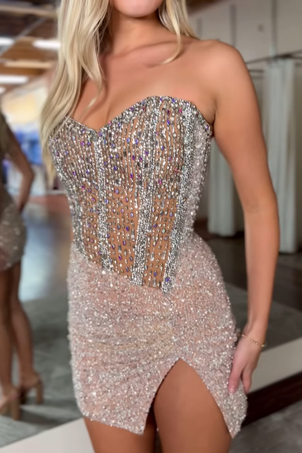 Blue Homecoming Dresses Strapless Corset Short Cocktail Dresses