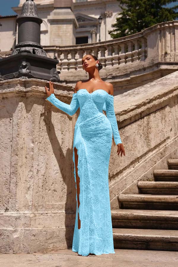 Champagne Prom Dress Mermaid Sweetheart Off The Shoulder Lace Beaded Formal Dress