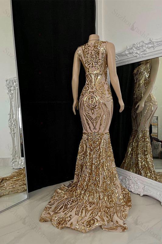 Charming Long V-neck Sleeveless Mermaid Prom Dress With Applique