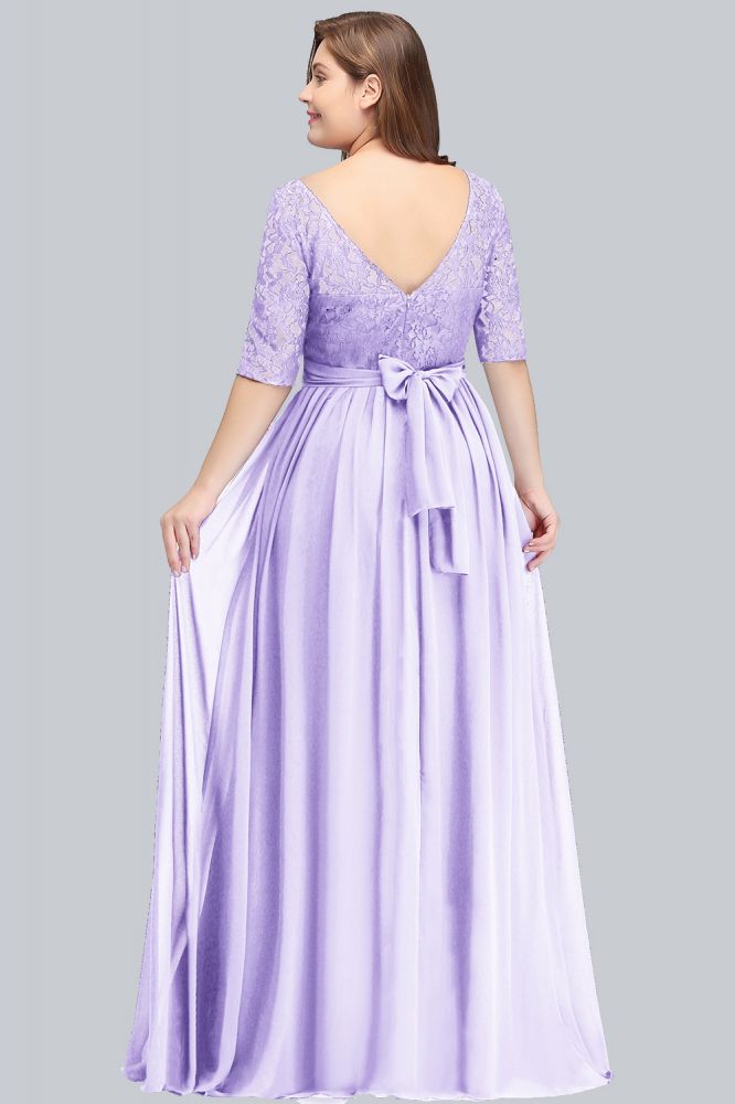Charming Plus Size Floral Lace Elegant Evening Maxi Dress Half Sleeves Party Dress