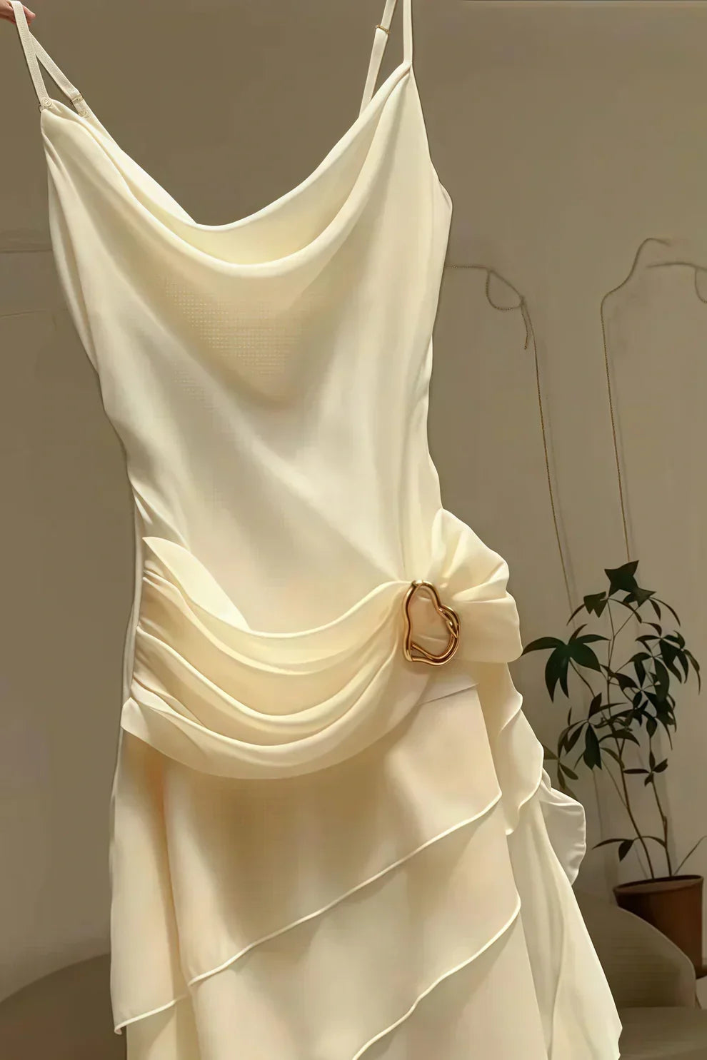 Charming A Line Spaghetti Straps Blue Prom Dress with Asymmetrical Ruffles - View 7 | VelvetHem