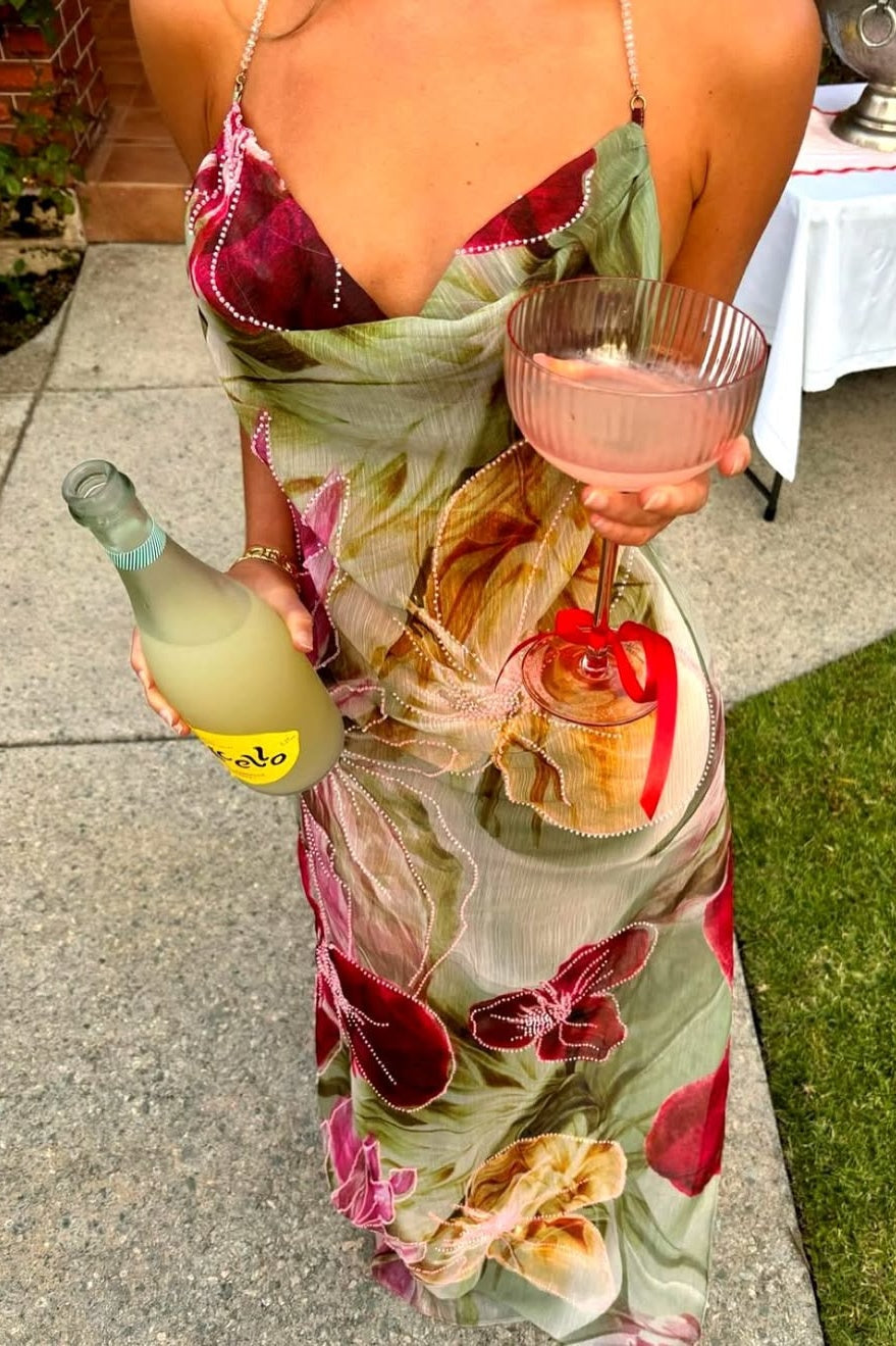 Charming Sheath Halter Neck Floral Printed Long Party Dress