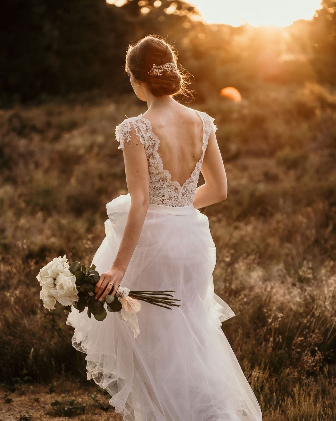 Chic A-Line Chiffon Lace Beach Wedding Dress Online