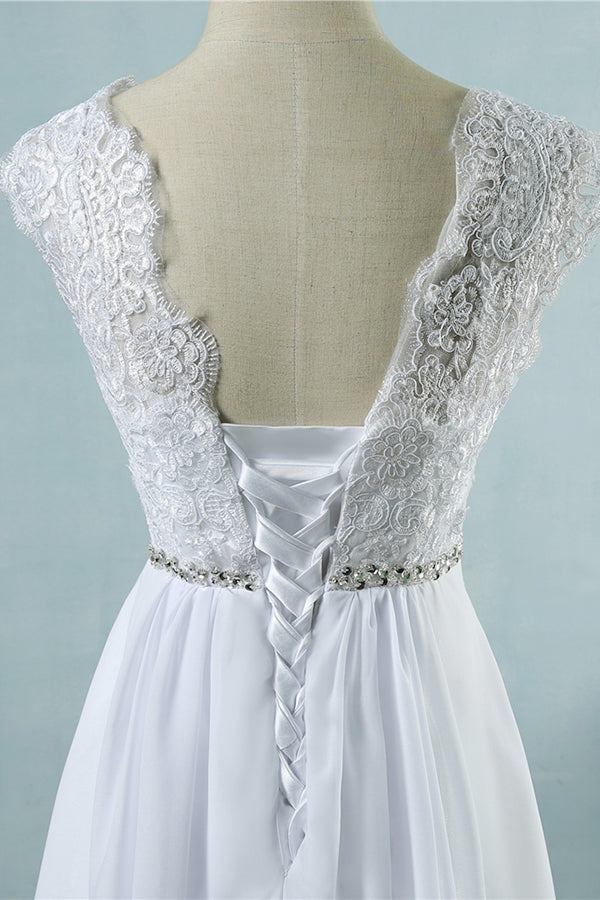 Chic A-line Lace Chiffon Floor Length Wedding Dress