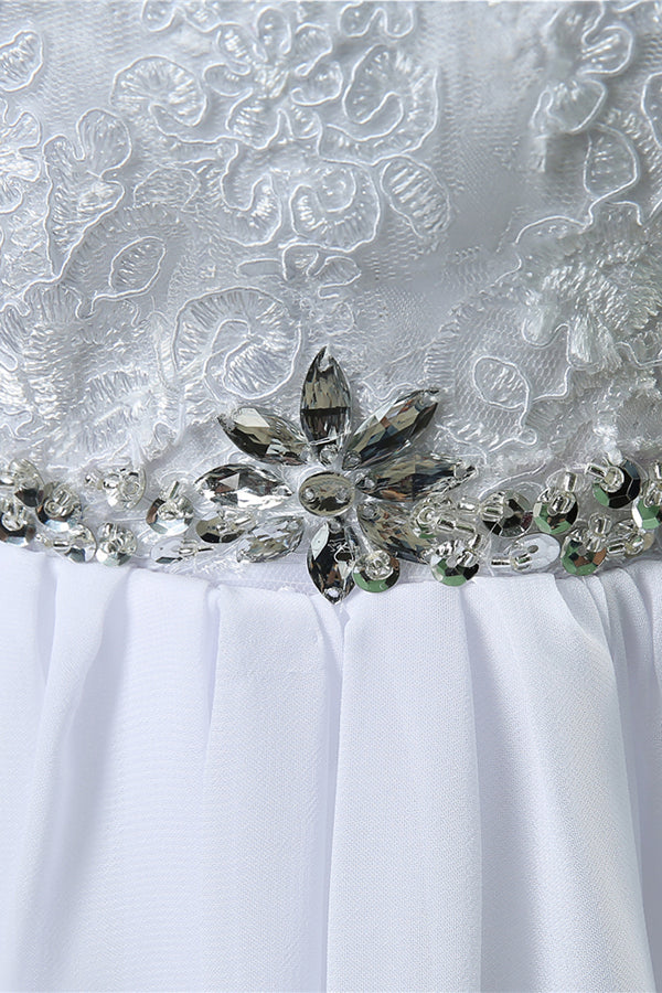Chic A-line Lace Chiffon Floor Length Wedding Dress