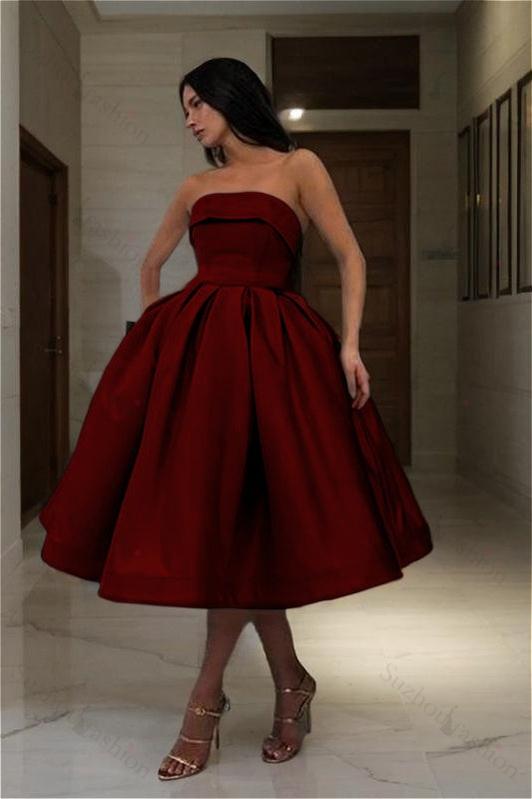 Chic Blue Strapless Sleeveless A Line Short Homecoming Dress With Pleated