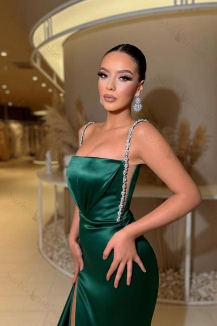 Chic Spaghetti-Straps Sleeveless Long prom Dresses Sequins
