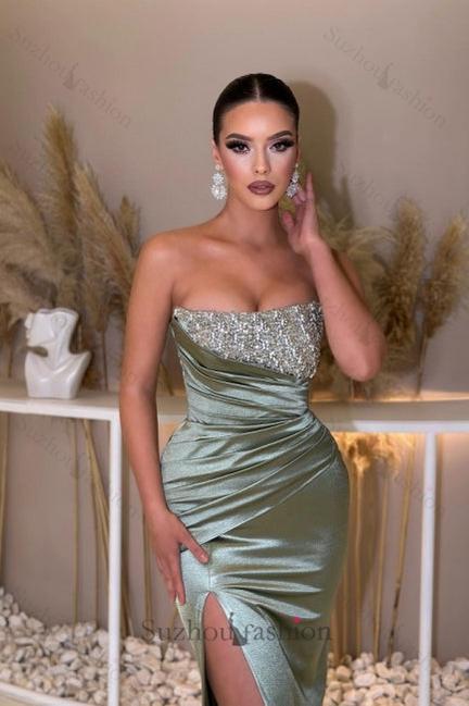 Chic Stinning Sleeveless Column Prom Dress Beadings