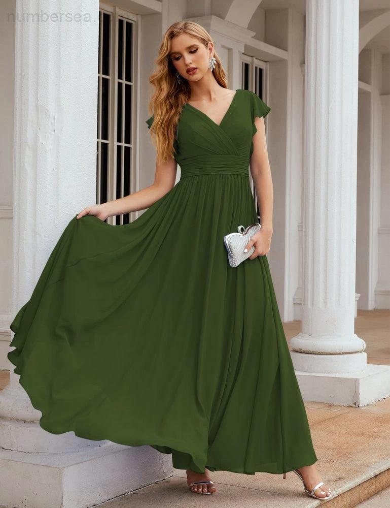 ZapDress V-Neck Bridesmaid Dress Floor Length Backless Formal Evening Dress 28024 (ZD17052)