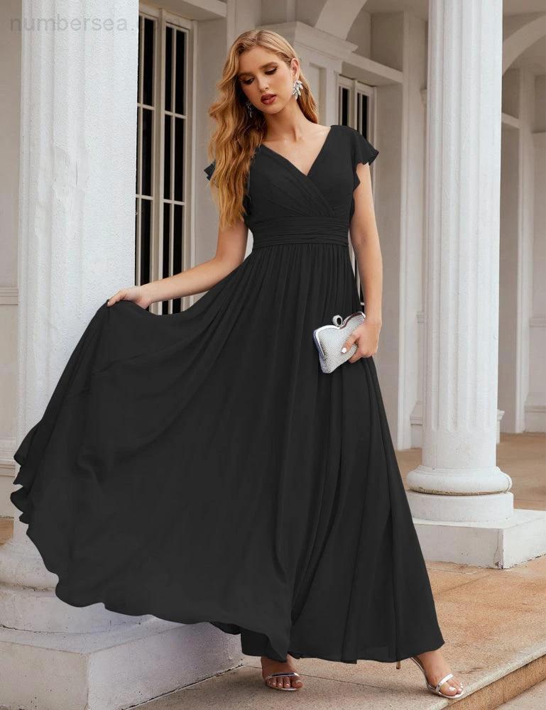 ZapDress V-Neck Bridesmaid Dress Floor Length Backless Formal Evening Dress 28024 (ZD17052)