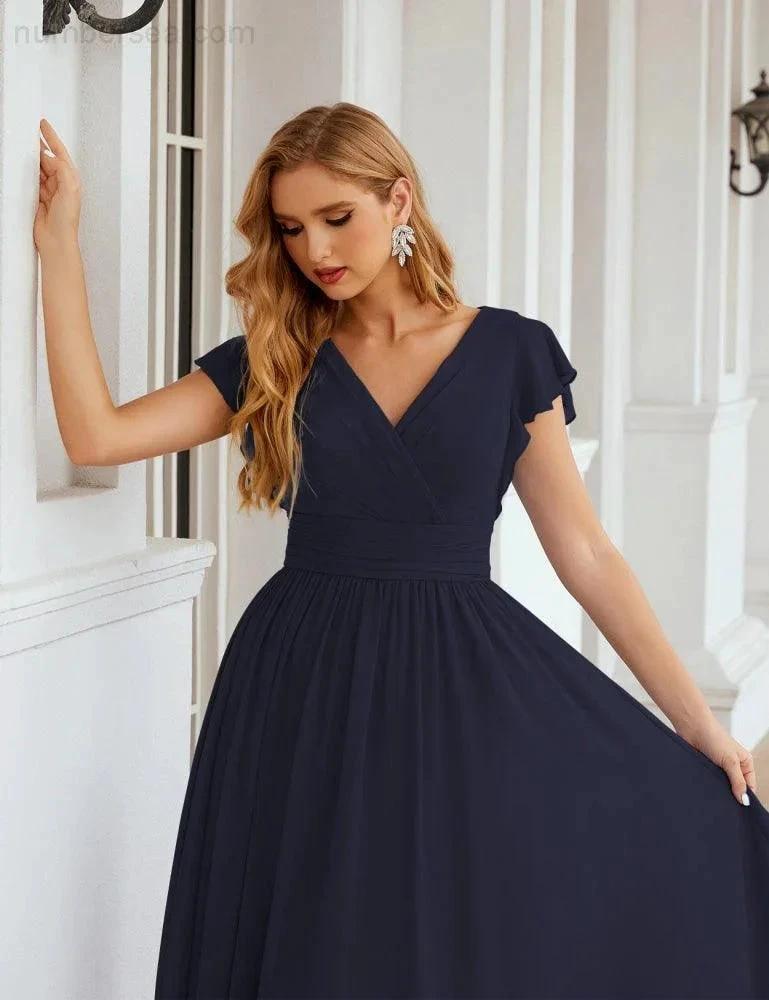 ZapDress V-Neck Bridesmaid Dress Floor Length Backless Formal Evening Dress 28024 (ZD17052)