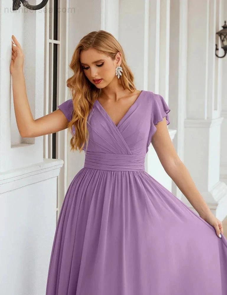 ZapDress V-Neck Bridesmaid Dress Floor Length Backless Formal Evening Dress 28024 (ZD17052)