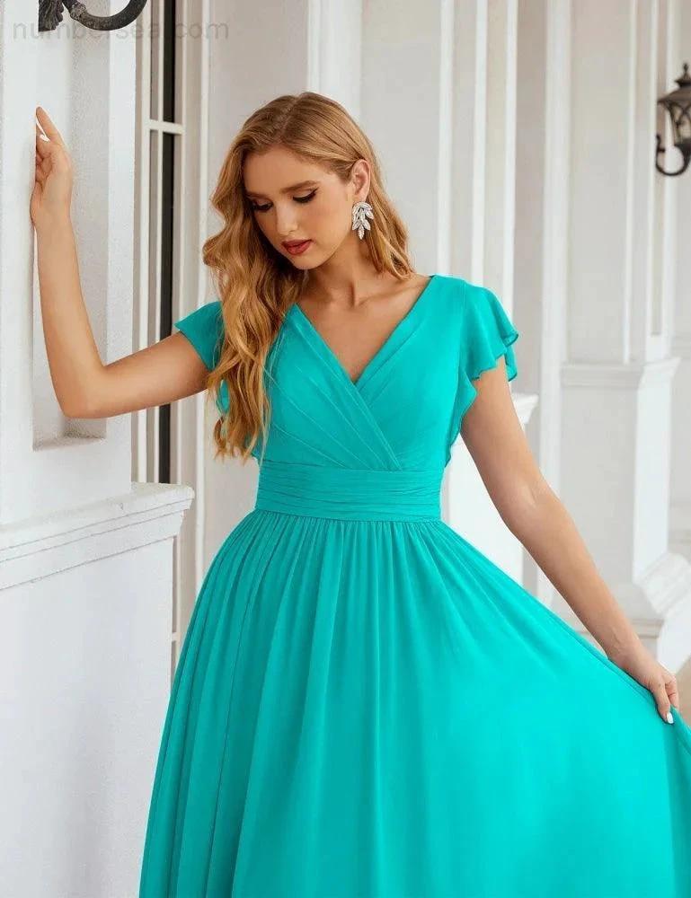 ZapDress V-Neck Bridesmaid Dress Floor Length Backless Formal Evening Dress 28024 (ZD17052)