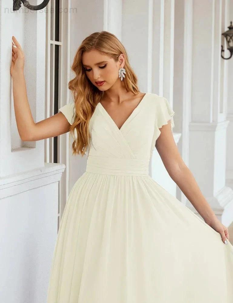 ZapDress V-Neck Bridesmaid Dress Floor Length Backless Formal Evening Dress 28024 (ZD17052)