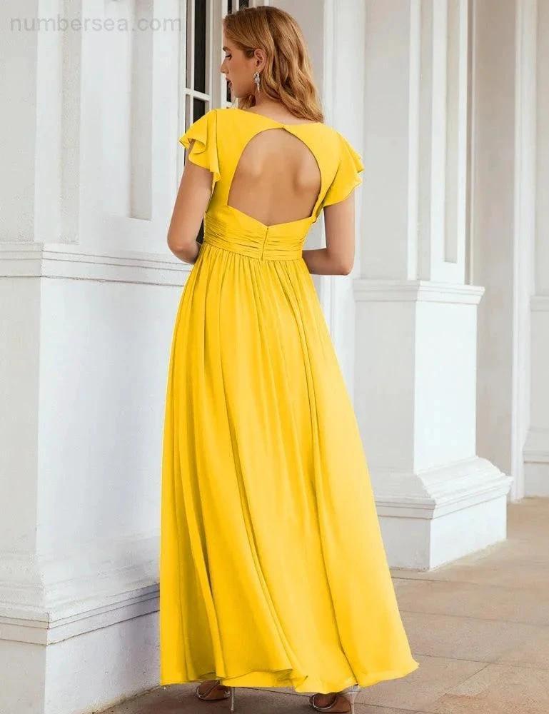 ZapDress V-Neck Bridesmaid Dress Floor Length Backless Formal Evening Dress 28024 (ZD17052)