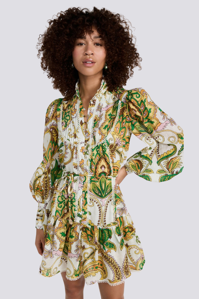 Xiomara Premium Mini Dress with Balloon Sleeves and Ruffles Chic Silhouette Collection