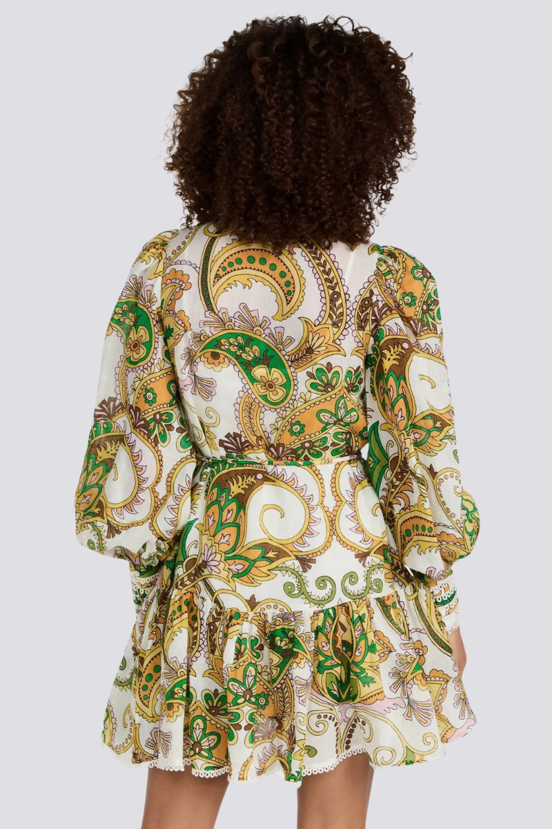 Xiomara Premium Mini Dress with Balloon Sleeves and Ruffles Chic Silhouette Collection